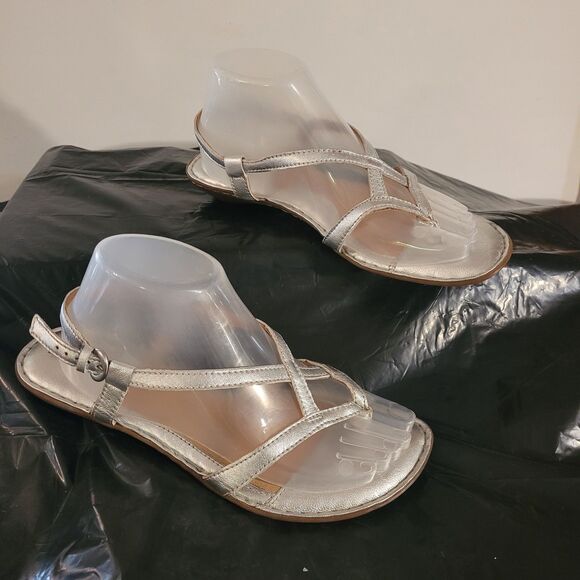 born leather Silver Thong moroccan sandals Stappy Wmns Sz 8 - Picture 3 of 6